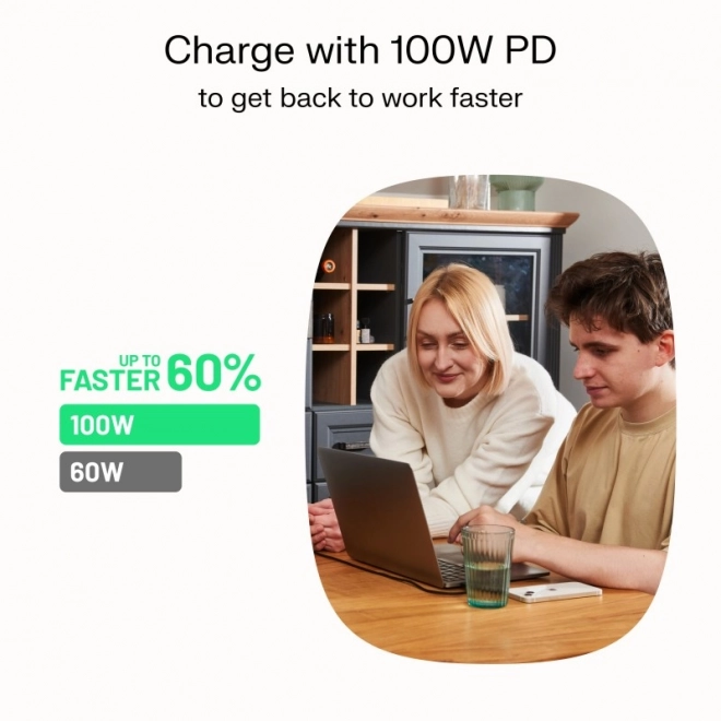 Usb-c kábel powerstream 100w, 1,2m, fekete