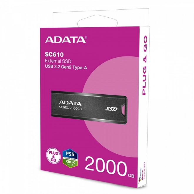 Külső SSD meghajtó 2000 GB USB 3.2 Gen2 fekete