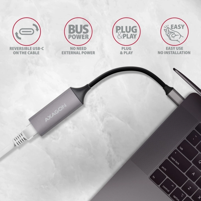 Továbbfejlesztett AXAGON Gigabites Ethernet Adapter USB-C 3.2 Gen 1 csatlakozással