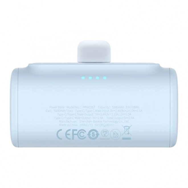 Baseus kompakt USB-C powerbank 5000 mAh, 20W kék