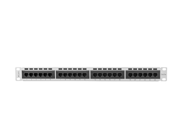 Szürke 24 portos patch panel 1U Kat.5E