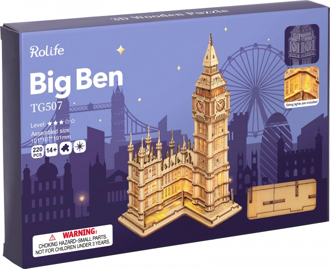 Világító fa 3D puzzle Big Ben torony