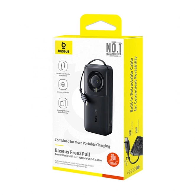 Fekete Baseus 10000 mAh Powerbank kábel