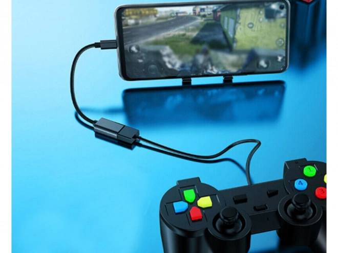 USB-C - USB-A 3.0 OTG adapter fonott kábellel