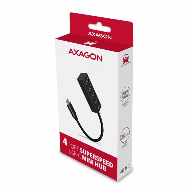 Axagon mini 4 portos USB-C hub 3.2 Gen 1