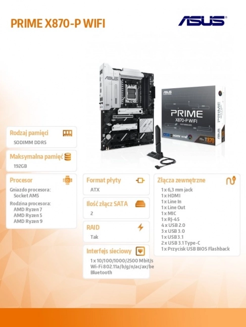 Alaplap Prime X870-P WIFI AMD Ryzen kompatibilis