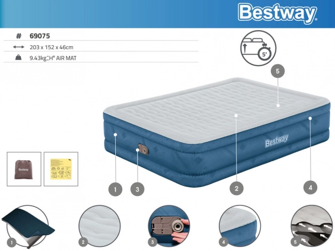 Bestway kétszemélyes felfújható matrac beépített pumpával