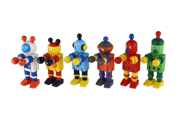 Fából készült robot játékfigura 12 cm