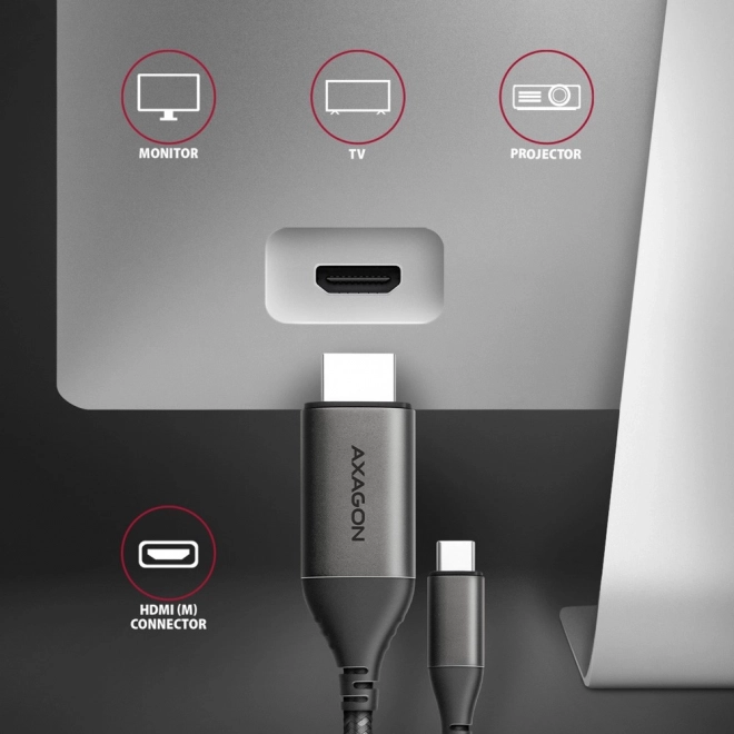 Usb-c - hdmi átalakító alumínium 4k/60hz 1.8m kábel