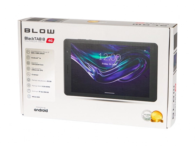 Fekete tablet 8 hüvelykes 3/32GB 4G LTE