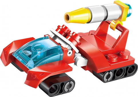 Futurisztikus jármű és robot egy dobozban