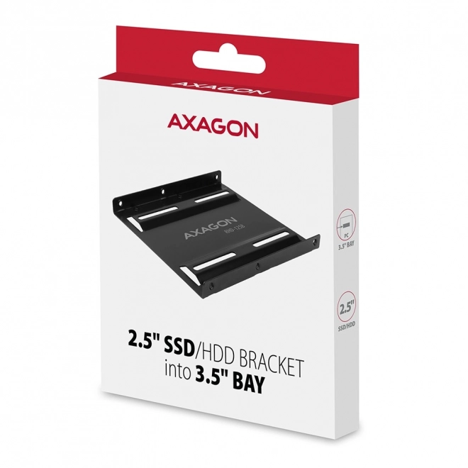 Fekete AXAGON HDD/SSD beépítő keret 2,5"-ról 3,5"-ra