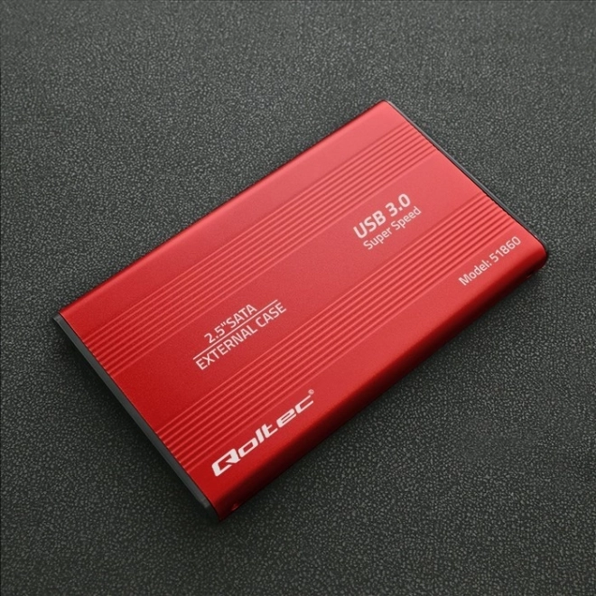 Külső burkolat 2.5" HDD/SSD SATA3 lemezekhez, USB 3.0, piros