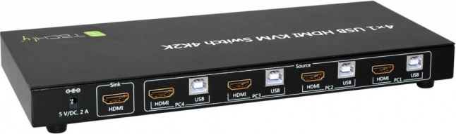 HDMI/USB KVM Kapcsoló 4-portos audio támogatással