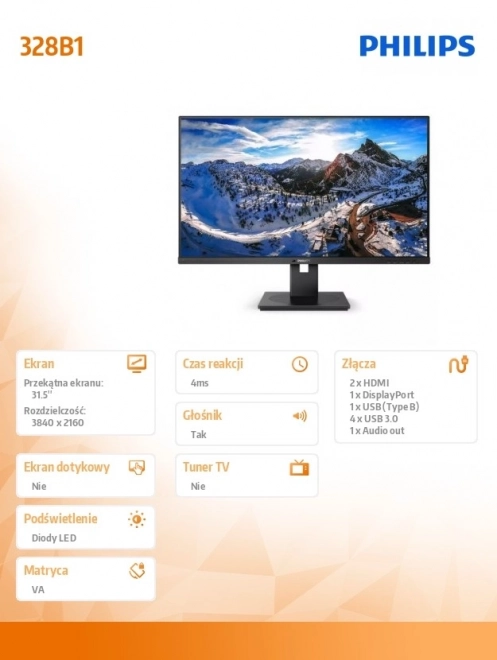 31.5 hüvelykes 4K VA Monitor HDMIx2 DP Pivot