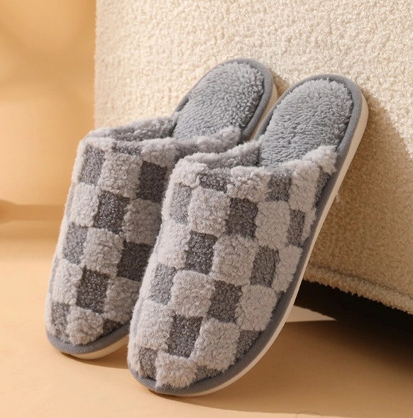 Férfi szőrme papucs SQUARE szürke – méret 41-42