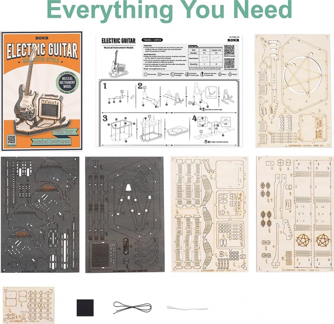 Fából készült 3D puzzle elektromos gitár Roboról