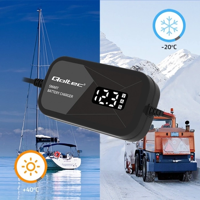 Intelligens 12V 2A akkumulátor töltő AGM GEL-hez LCD kijelzővel