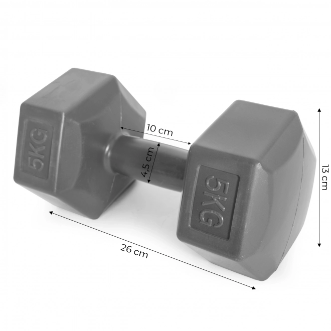 ModernHome 2x5 kg szürke hatszögletű súlyzó készlet