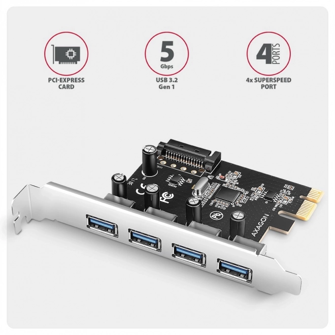 Axagon PCIe USB 3.2 Gen 1 Bővítőkártya