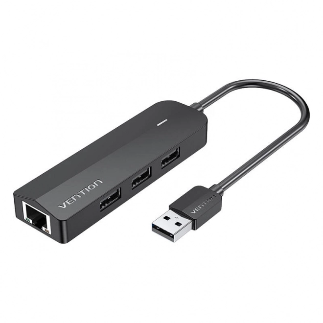 Usb 2.0 elosztó 3 porttal és ethernet adapterrel 100mbps Vention fekete