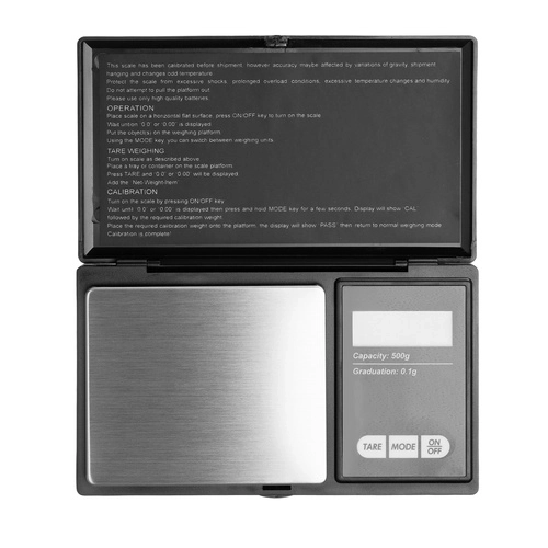 Zsebméretű digitális mérleg 0,1 g pontossággal és 500 g kapacitással