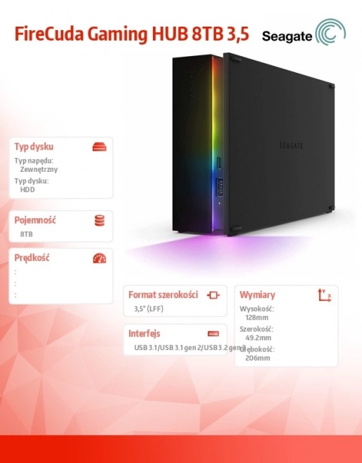 Seagate FireCuda Gaming Hub 8TB merevlemez