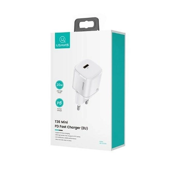 Gyors töltő hálózati adapter 20W USB-C T36 PD3.0 - Fehér