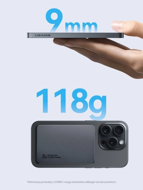Indukciós Powerbank 5000mAh 20W Gyors Töltés