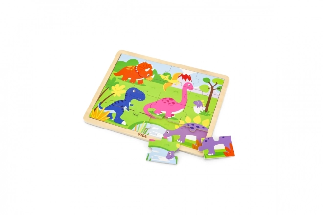 Fa Puzzle Dinoszauruszok, 16 Darabos