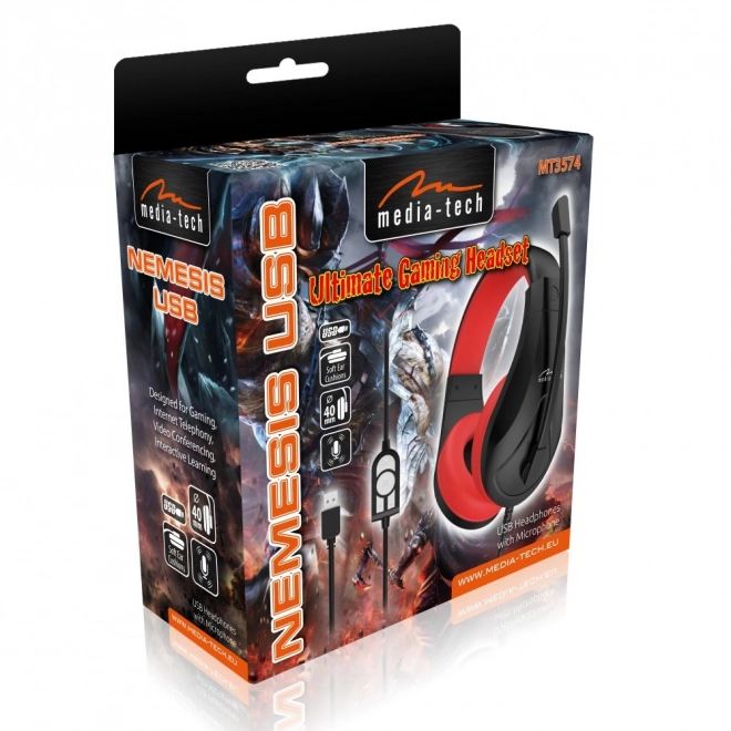 Nemesis USB sztereó gamer fejhallgató mikrofonnal