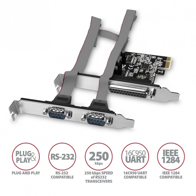 PCIe kártya párhuzamos és soros portokkal