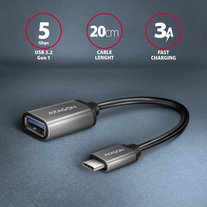 Adapter USB 3.2 Gen 1 Type-C-ről Type-A-ra 0,2m 3A ALU