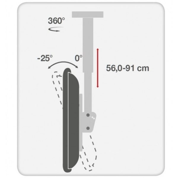 Fekete mennyezeti tartó LCD/LED TV-hez, 32-55 hüvelyk, 50 kg-ig