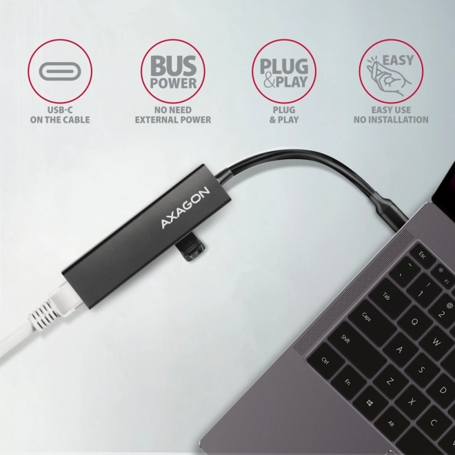 Fém többportos USB hub 3x USB-A + GLAN csatlakozóval