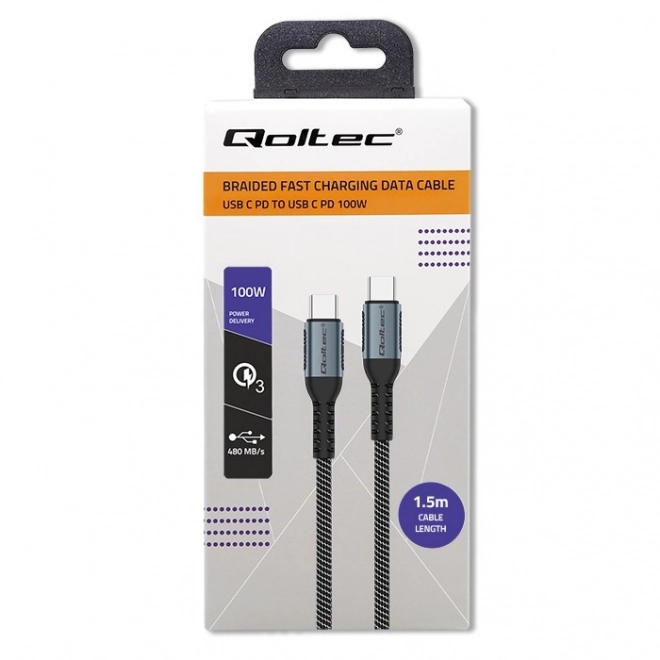 Usb típusú c kábel 100w qc 3.0 pd 1.5m fekete