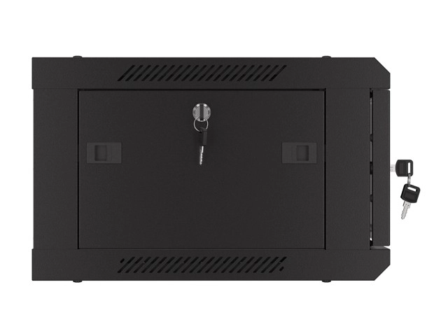Fali rack szekrény 19 inch 4U perforált ajtóval fekete