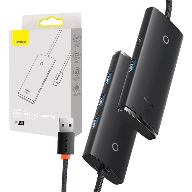 4 portos USB-C hub Baseus OS-Lite fekete