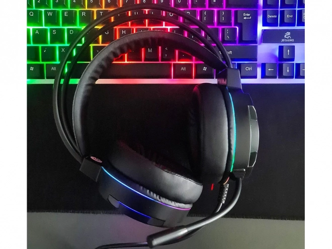Vezetékes gamer fülhallgató LED RGB mikrofonnal