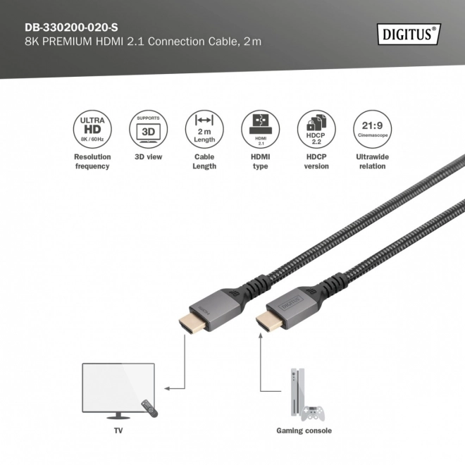 Prémium HDMI 2.1 Ultra HighSpeed kábel 8K60Hz UHD