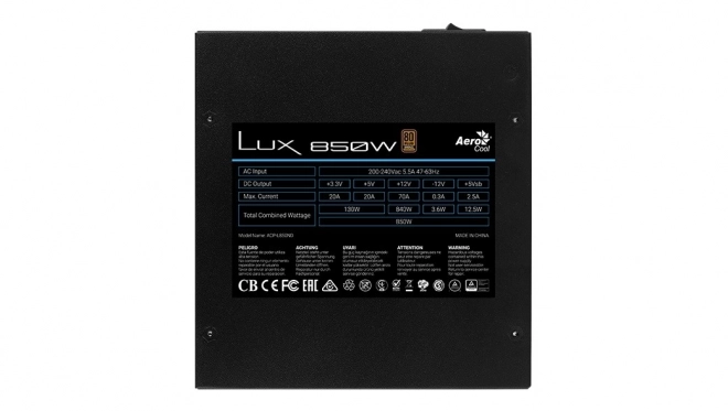 Lux 850W 80+ Bronze tápegység