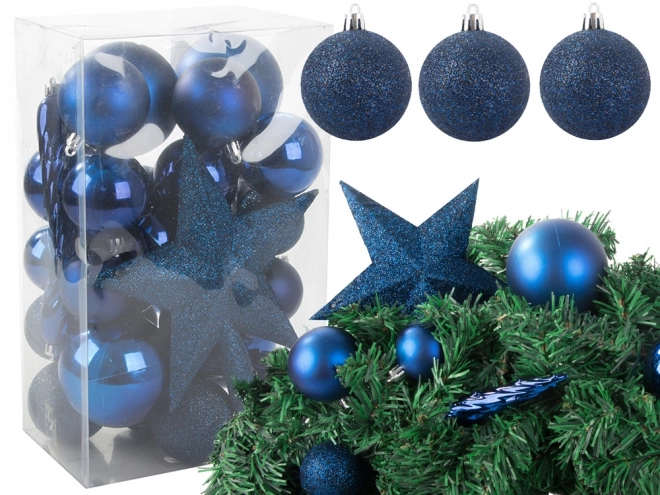 Karácsonyi díszek kék csillogó csillag