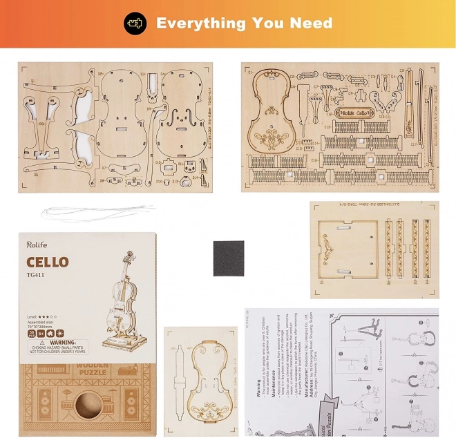 RoboTime fa 3D puzzle Cselló