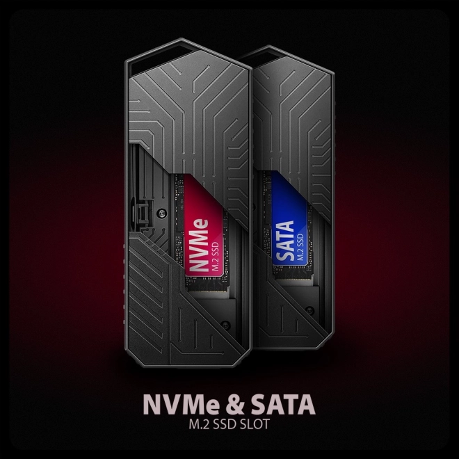 Gaming külső ház USB-C 3.2 Gen 2 M.2 NVMe/SATA SSD