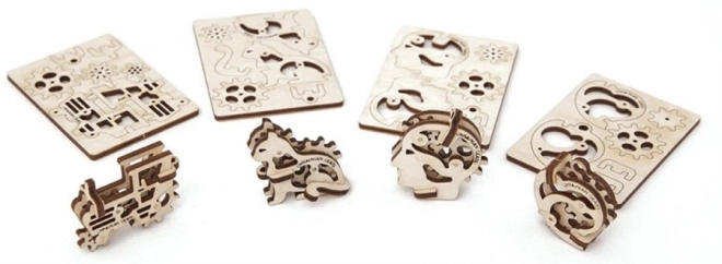 ugears 3d fa mechanikus puzzle - 4 jelképes kulcstartó