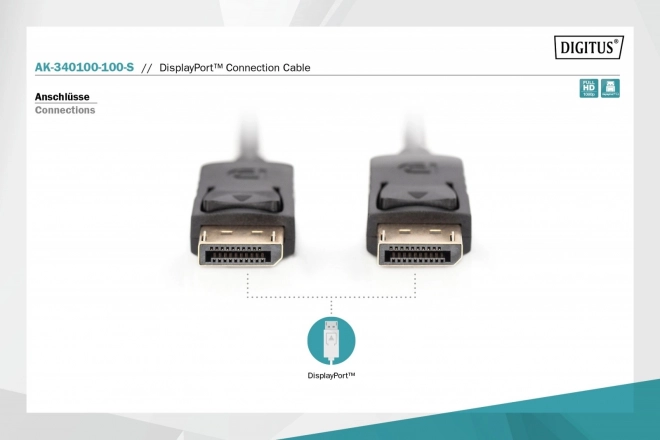 DisplayPort csatlakozókábel 1080p 60Hz FHD