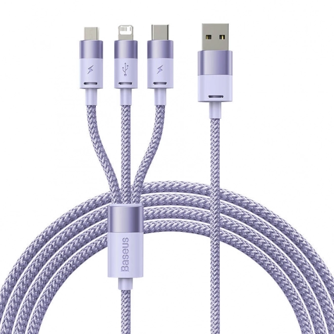 Baseus starspeed töltőkábel USB-C + Micro USB + Lightning, 3 az 1-ben, 1,2 m, lila