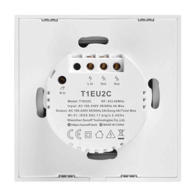 Intelligens világításkapcsoló Sonoff TX WiFi + RF 433 (2 csatorna)