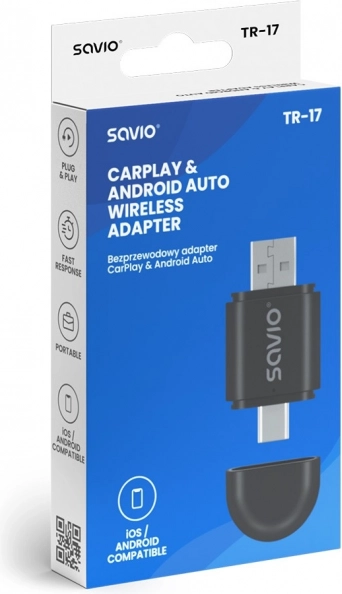 Vezeték nélküli adapter a CarPlay és az Android Auto TR-17-hez