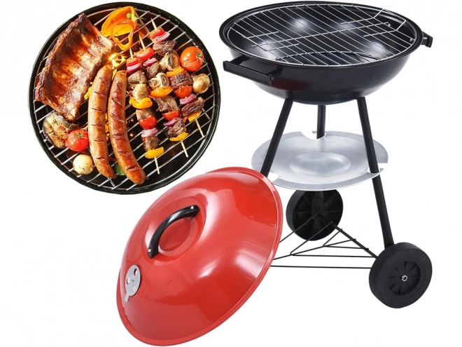 Kerti faszenes grill kerekekkel és fedéllel